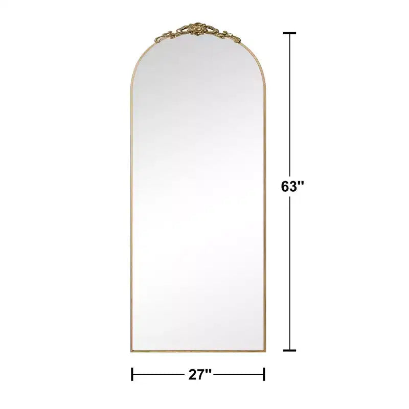 PexFix 38 pollici L. x 71 pollici A. Specchio a Figura Intera Curvo Autoportante, Specchio da Parete con Cornice in Metallo, Specchio Grande da Terra, Oro