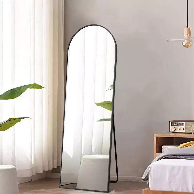 PexFix 38 pollici L. x 71 pollici A. Specchio a Figura Intera Curvo Autoportante, Specchio da Parete con Cornice in Metallo, Specchio Grande da Terra, Oro