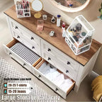 Cassettiera da Fattoria a 6 Cassetti, Comò Ampio Rustico in Legno da 54 Pollici, Organizer per Cassettiere Contenitore per Camera da Letto, Soggiorno, Corridoio, Bianco