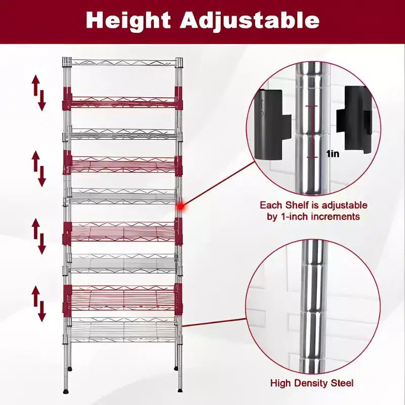 BestMassage Scaffale a 5 Ripiani in Metallo con Base Stabile per Organizzare Libri, Giocattoli, Vestiti e Utensili da Cucina in Casa, Garage e Ufficio