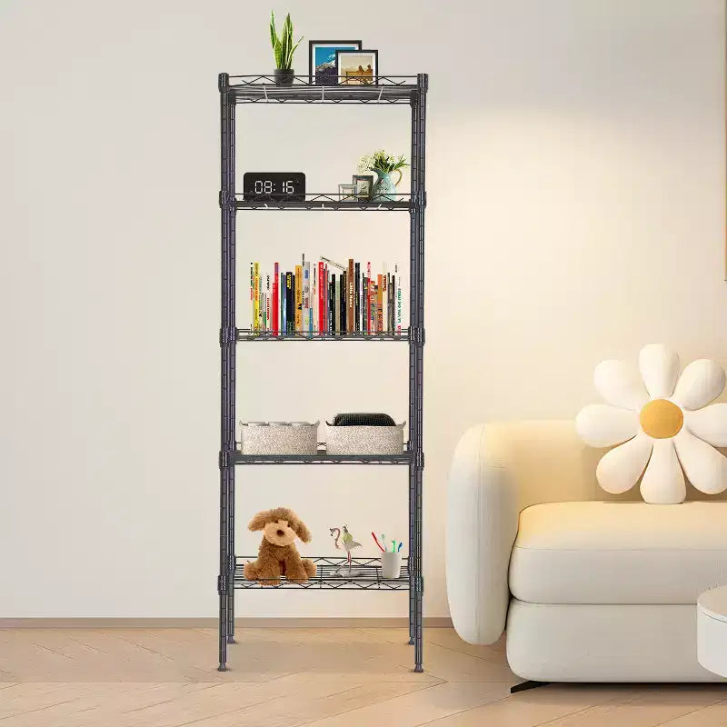 BestMassage Scaffale a 5 Ripiani in Metallo con Base Stabile per Organizzare Libri, Giocattoli, Vestiti e Utensili da Cucina in Casa, Garage e Ufficio