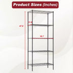 BestMassage Scaffale a 5 Ripiani in Metallo con Base Stabile per Organizzare Libri, Giocattoli, Vestiti e Utensili da Cucina in Casa, Garage e Ufficio