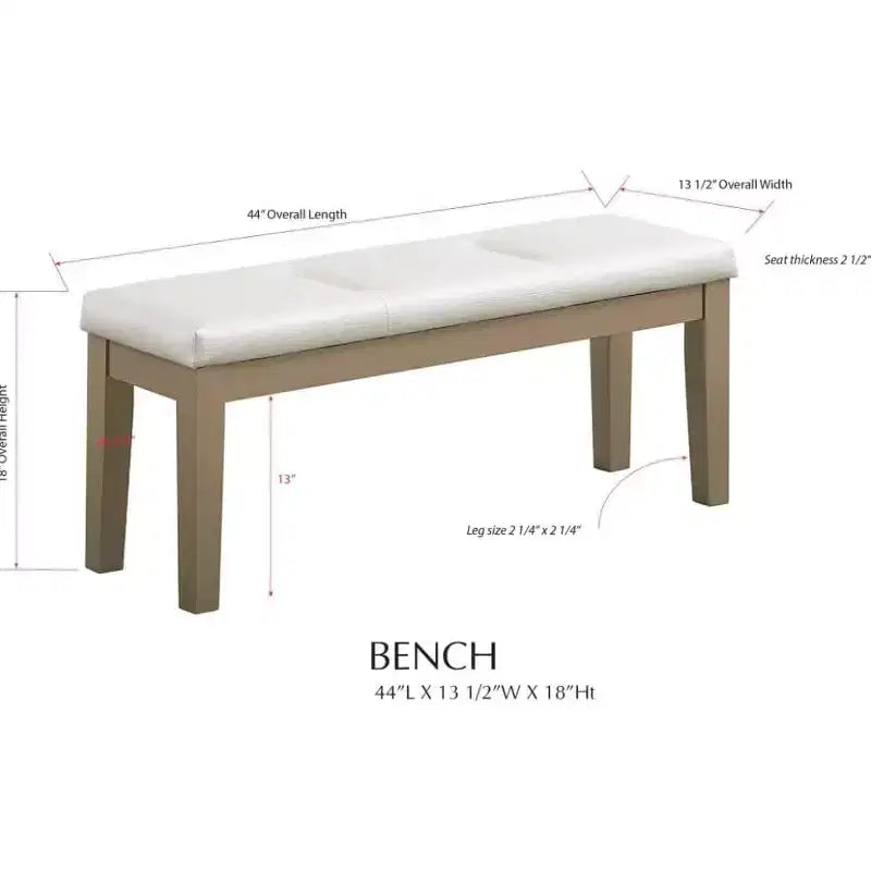 Kings Brand Furniture - Panca da Pranzo Imbottita Hillsdale, Bianco/Oro