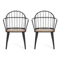 Christopher Knight Home Loftia Modern Iron Frame Dining Chairs(Set of 2), Brown/Black