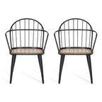 Christopher Knight Home Loftia Modern Iron Frame Dining Chairs(Set of 2), Brown/Black