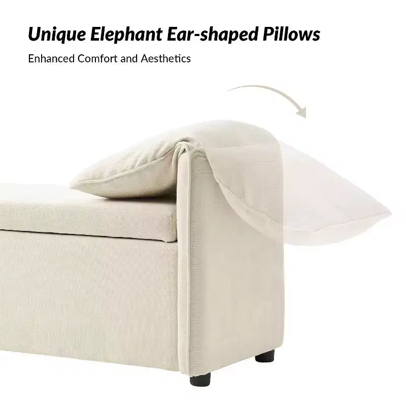 Panca Contenitore Rafael con Cuscini a Forma di Orecchie di Elefante|ART OF LIVING DESIGNS