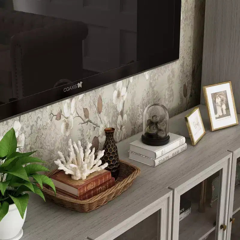 Famapy Mobile TV Modulare Grigio, Centro Intrattenimento Grande, Vetrina in Vetro Temperato