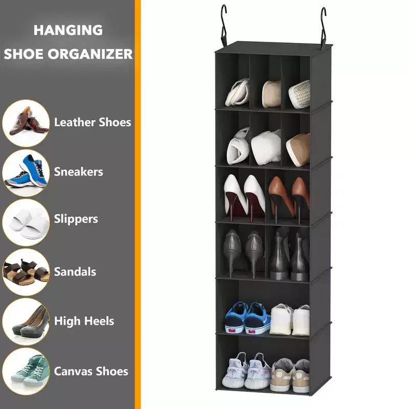 2 Pezzi Organizer Appeso per Armadio e Contenitore con Divisori, efficiente per riporre scarpe in armadi, guardaroba, camper e appendiabiti - SpaceAid