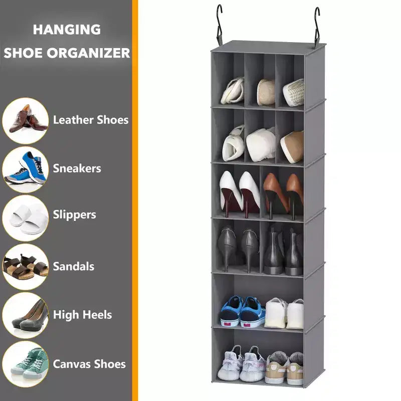 2 Pezzi Organizer Appeso per Armadio e Contenitore con Divisori, efficiente per riporre scarpe in armadi, guardaroba, camper e appendiabiti - SpaceAid