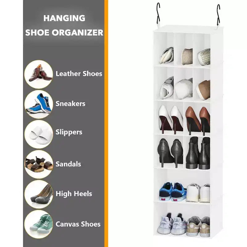 2 Pezzi Organizer Appeso per Armadio e Contenitore con Divisori, efficiente per riporre scarpe in armadi, guardaroba, camper e appendiabiti - SpaceAid