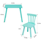 Set Tavolo e Sedie per Bambini VECELO, Tavolo Quadrato Design Windsor con 2 Sedie, Adatto per Gioco e Attività per Bambini, Verde