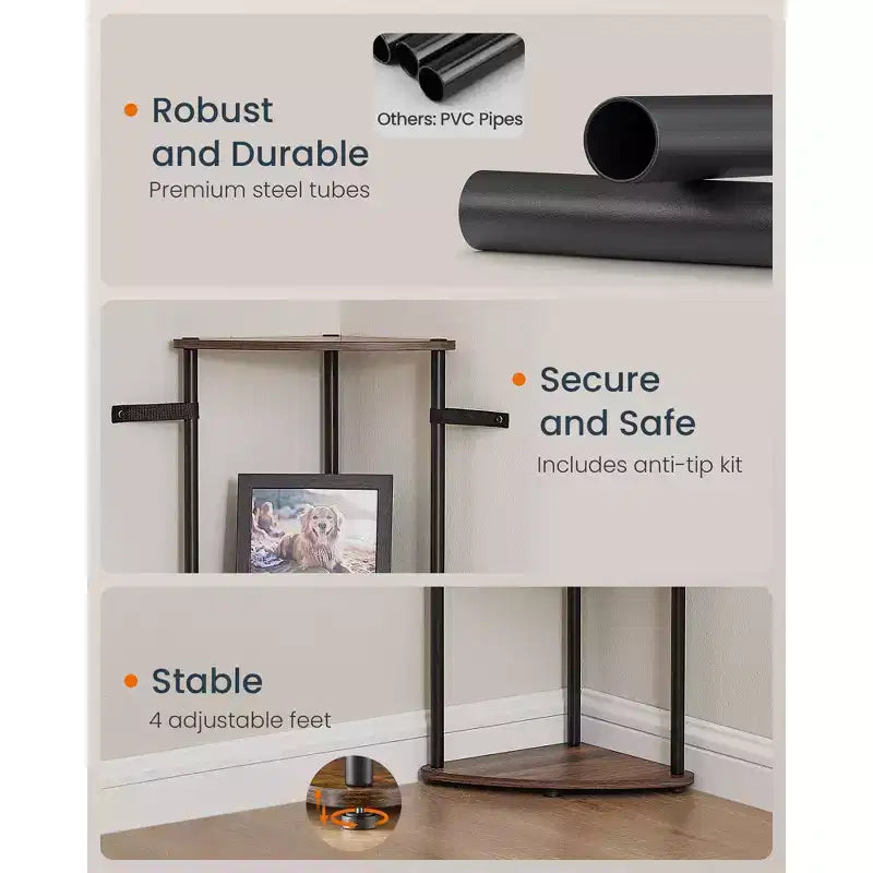 SONGMICS HOME Scaffale Angolare, Montaggio Rapidissimo Senza Attrezzi, Scaffale Angolare a 5 Ripiani, Scaffale a Colonna, 38 x 27 x 139 cm