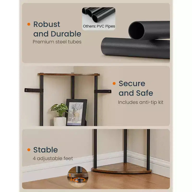 SONGMICS HOME Scaffale Angolare, Montaggio Rapidissimo Senza Attrezzi, Scaffale Angolare a 5 Ripiani, Scaffale a Colonna, 38 x 27 x 139 cm