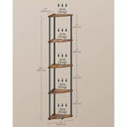 SONGMICS HOME Scaffale Angolare, Montaggio Rapidissimo Senza Attrezzi, Scaffale Angolare a 5 Ripiani, Scaffale a Colonna, 38 x 27 x 139 cm