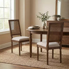Christopher Knight Home Brownell Sedie da pranzo in legno e vimini imbottite in tessuto in stile country francese (set di 2)