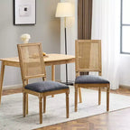 Christopher Knight Home Brownell Sedie da pranzo in legno e vimini imbottite in tessuto in stile country francese (set di 2)