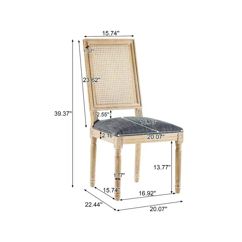 Christopher Knight Home Brownell Sedie da pranzo in legno e vimini imbottite in tessuto in stile country francese (set di 2)