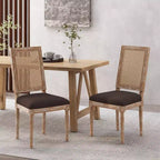 Christopher Knight Home Brownell Sedie da pranzo in legno e vimini imbottite in tessuto in stile country francese (set di 2)