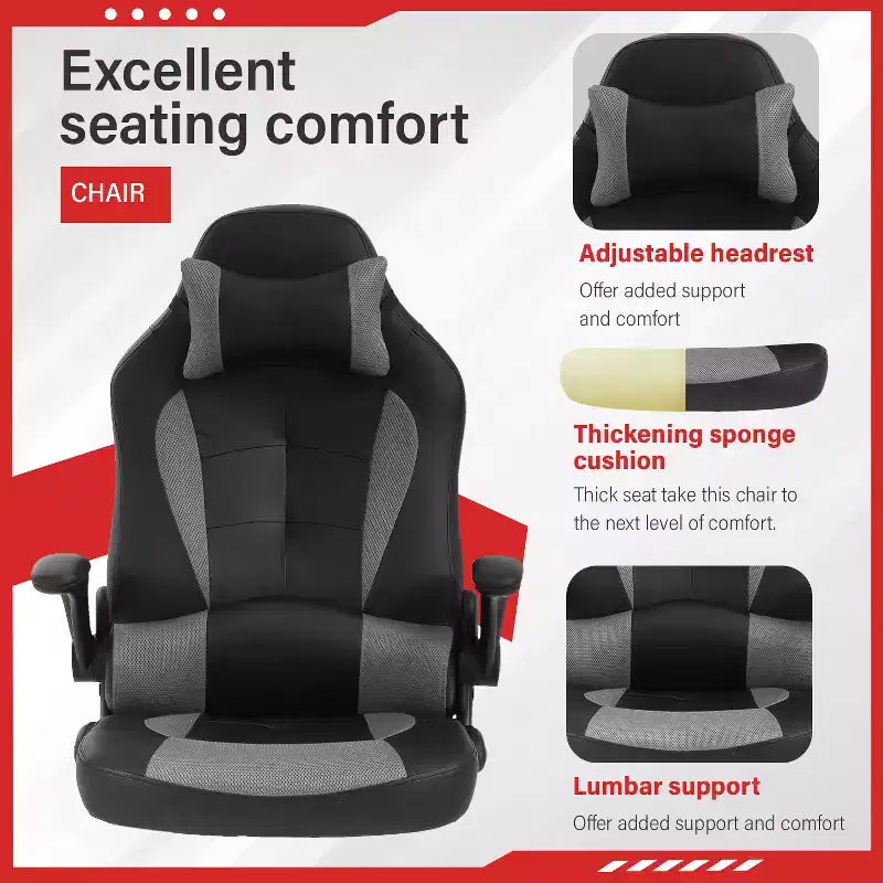 FDW Sedia da Gaming Sedia da Ufficio con Supporto Lombare in Pelle PU Sedie da Videogiochi per Adulti