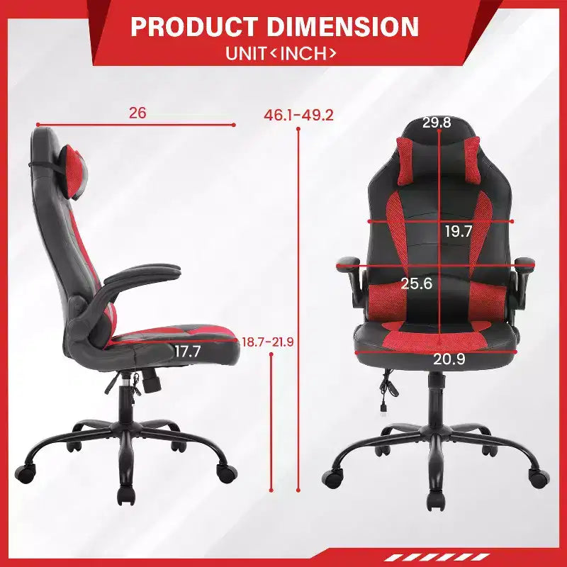 FDW Sedia da Gaming Sedia da Ufficio con Supporto Lombare in Pelle PU Sedie da Videogiochi per Adulti