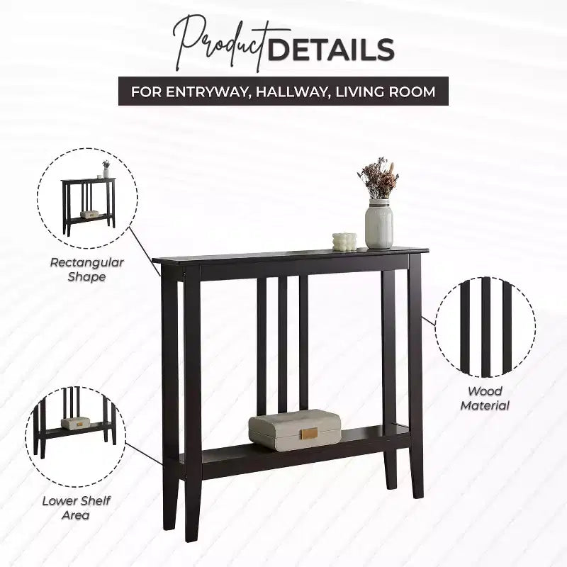 Kings Brand Furniture - Consolle stretta Balfour con ripiani per ingresso, corridoio, soggiorno o atrio.