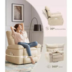 Poltrona Reclinabile Elettrica - Girevole a 360° con Funzione Riscaldamento e Massaggio, Grande Poltrona Reclinabile per Adulti in Pelle PU, Comoda Poltrona Relax con Imbottitura in Spugna 1.5X.