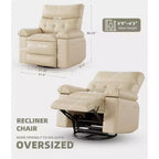Poltrona Reclinabile Elettrica - Girevole a 360° con Funzione Riscaldamento e Massaggio, Grande Poltrona Reclinabile per Adulti in Pelle PU, Comoda Poltrona Relax con Imbottitura in Spugna 1.5X.