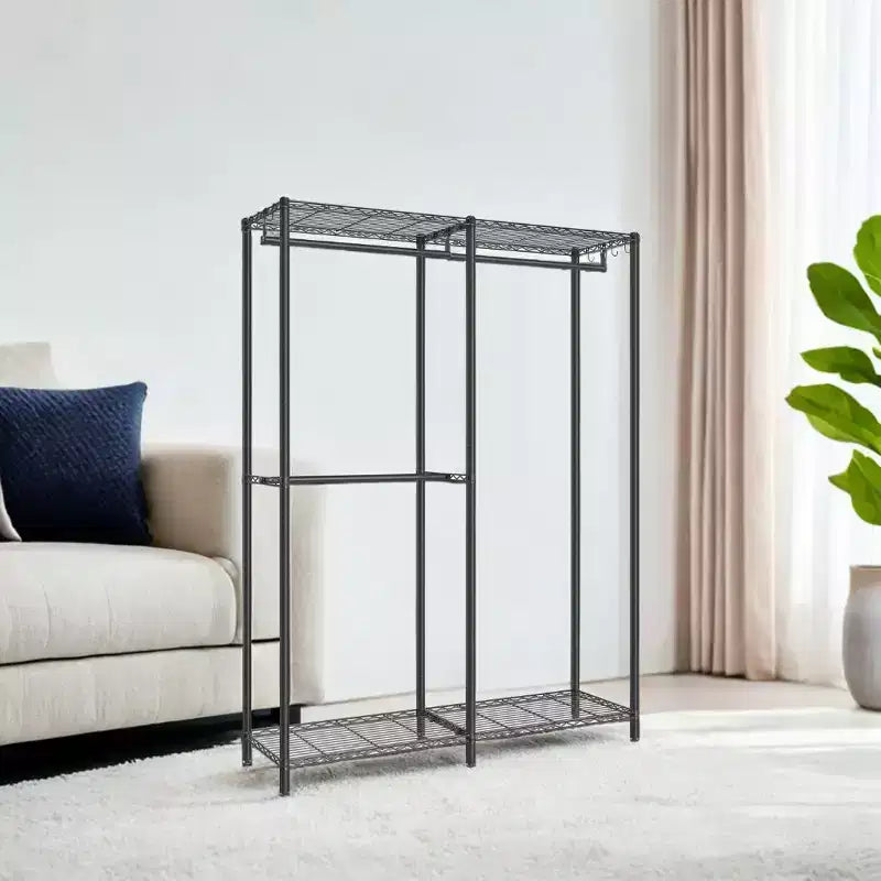 Appendiabiti in metallo resistente, armadio guardaroba autoportante, appendiabiti, appendiabiti da 40,1 x 119,9 x 180,1 cm, nero inchiostro