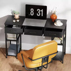 HOMCOM Scrivania Piccola 47, Scrivania per Computer con Cassetti in Tessuto, Scrivania da Ufficio con Scaffali Regolabili, Tavolo per Computer per Piccoli Spazi