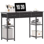HOMCOM 47 Small Writing Desk, Computer Desk with Fabric Drawers, Home Office Desk with Adjustable Shelves, Computer Table for Small Spaces