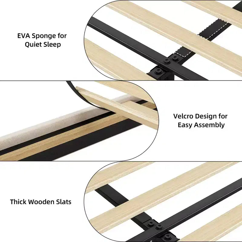 Struttura Letto Whizmax con 2 Cassetti Contenitore, Struttura Letto Imbottita con Testiera Contenitore, Base Materasso con Supporto a Doghe in Legno Massello
