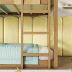 Letto a castello triplo e doppio Whisen in legno di gomma, smontabile, con due scale integrate e sponde di sicurezza
