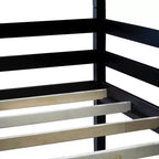 Letto a castello triplo e doppio Whisen in legno di gomma, smontabile, con due scale integrate e sponde di sicurezza
