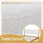 Letto matrimoniale Whisen in legno di gomma con testiera imbottita in Boucle - Naturale
