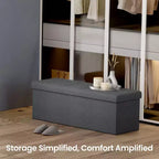 43 Pouf contenitore pieghevole, Pouf con contenitore, Panca da fondo letto, Baule contenitore, Sgabello poggiapiedi, Sedile imbottito