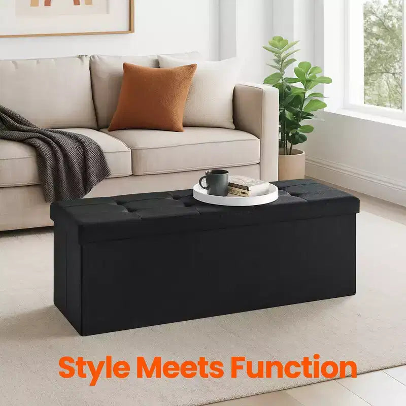 43 Pouf contenitore pieghevole, Pouf con contenitore, Panca da fondo letto, Baule contenitore, Sgabello poggiapiedi, Sedile imbottito