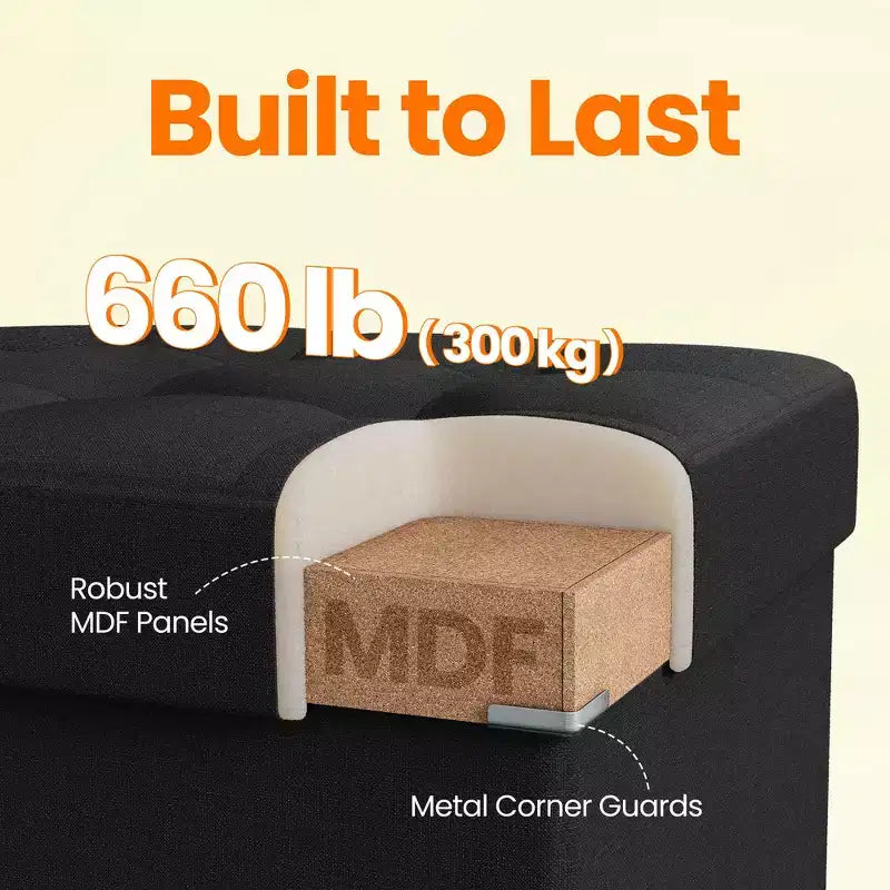 43 Pouf contenitore pieghevole, Pouf con contenitore, Panca da fondo letto, Baule contenitore, Sgabello poggiapiedi, Sedile imbottito