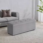 43 Pouf contenitore pieghevole, Pouf con contenitore, Panca da fondo letto, Baule contenitore, Sgabello poggiapiedi, Sedile imbottito