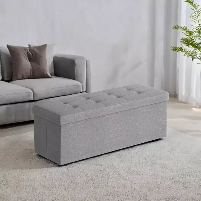 43 Pouf contenitore pieghevole, Pouf con contenitore, Panca da fondo letto, Baule contenitore, Sgabello poggiapiedi, Sedile imbottito