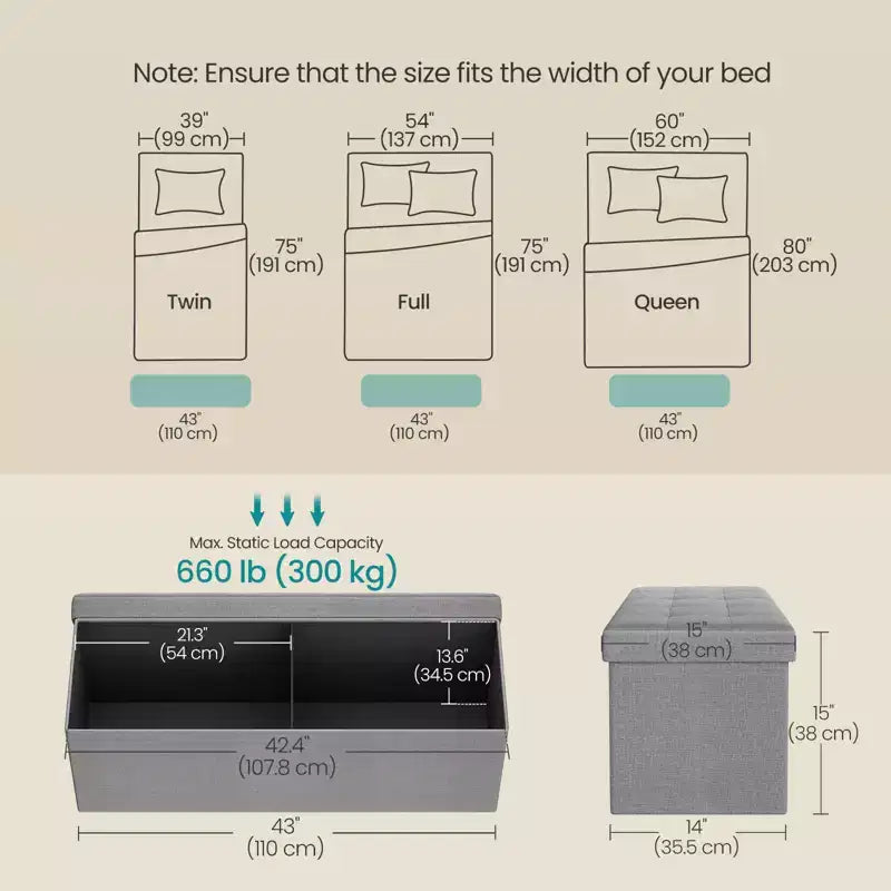 43 Pouf contenitore pieghevole, Pouf con contenitore, Panca da fondo letto, Baule contenitore, Sgabello poggiapiedi, Sedile imbottito