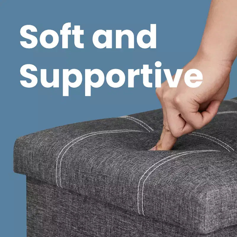 43 Pouf contenitore pieghevole, Pouf con contenitore, Panca da fondo letto, Baule contenitore, Sgabello poggiapiedi, Sedile imbottito