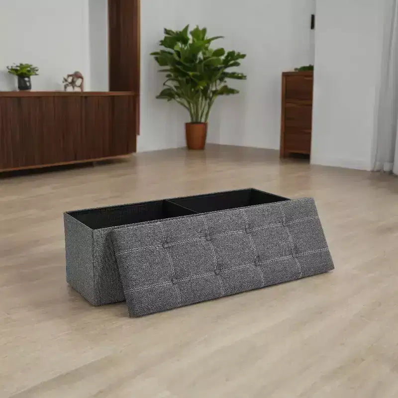 43 Pouf contenitore pieghevole, Pouf con contenitore, Panca da fondo letto, Baule contenitore, Sgabello poggiapiedi, Sedile imbottito