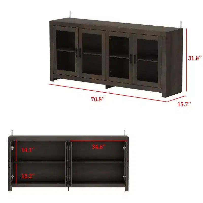Mobile contenitore credenza Famapy Sophisticated Deep Brown: Elegante contenitore con finitura in legno venato intenso