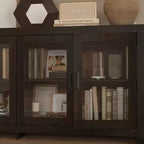 Mobile contenitore credenza Famapy Sophisticated Deep Brown: Elegante contenitore con finitura in legno venato intenso
