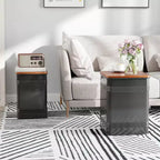 HOMCOM Pouf Contenitore Set da 2, Sgabello Ottomano Industriale Nido d'Ape con Coperchio Rimovibile e Struttura in Metallo, Tavolino per Soggiorno, Nero