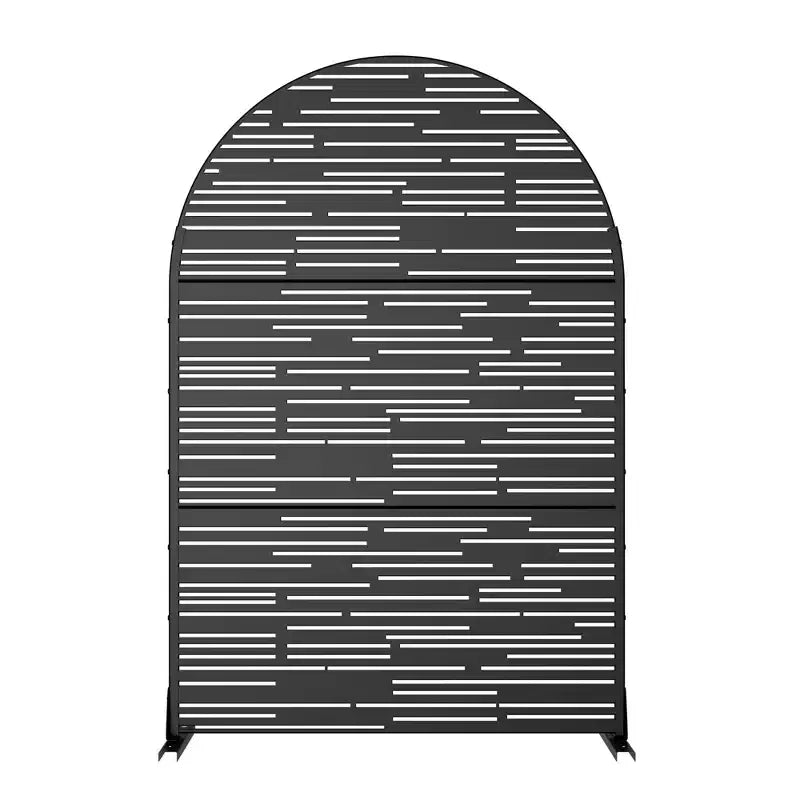 Pannello schermo privacy indipendente in lamiera zincata arcuata nera, con luci e ombre, 71,37x46,8 pollici, adatto per camere da letto o uffici