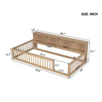 Letto Montessori Whisen Wood Twin XL con armadietti contenitori e porte USB