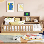 Letto Montessori Whisen Wood Twin XL con armadietti contenitori e porte USB