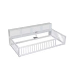 Letto Montessori Whisen Wood Twin XL con armadietti contenitori e porte USB