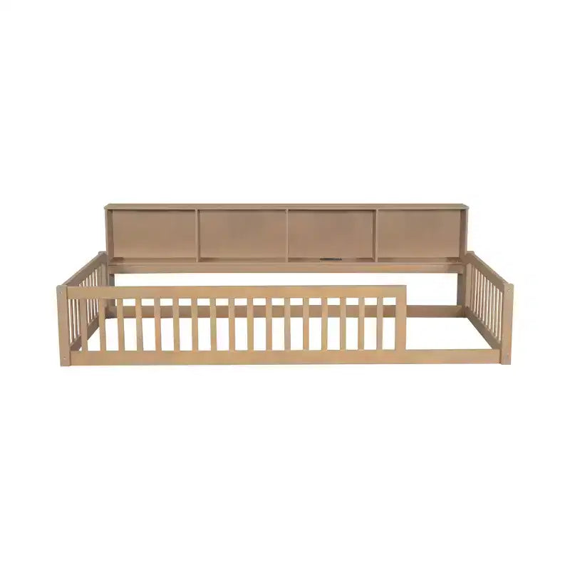 Letto Montessori Whisen Wood Twin XL con armadietti contenitori e porte USB